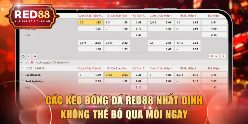 Các kèo bóng đá RED88 nhất định không thể bỏ qua mỗi ngày